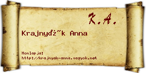 Krajnyák Anna névjegykártya