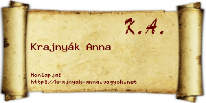 Krajnyák Anna névjegykártya